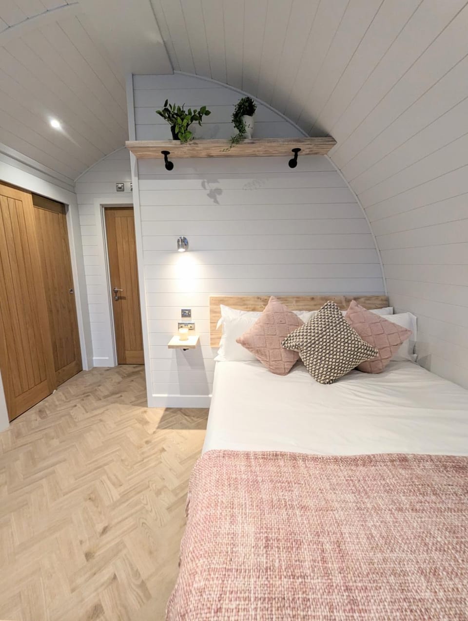 Bed, wardrobe
