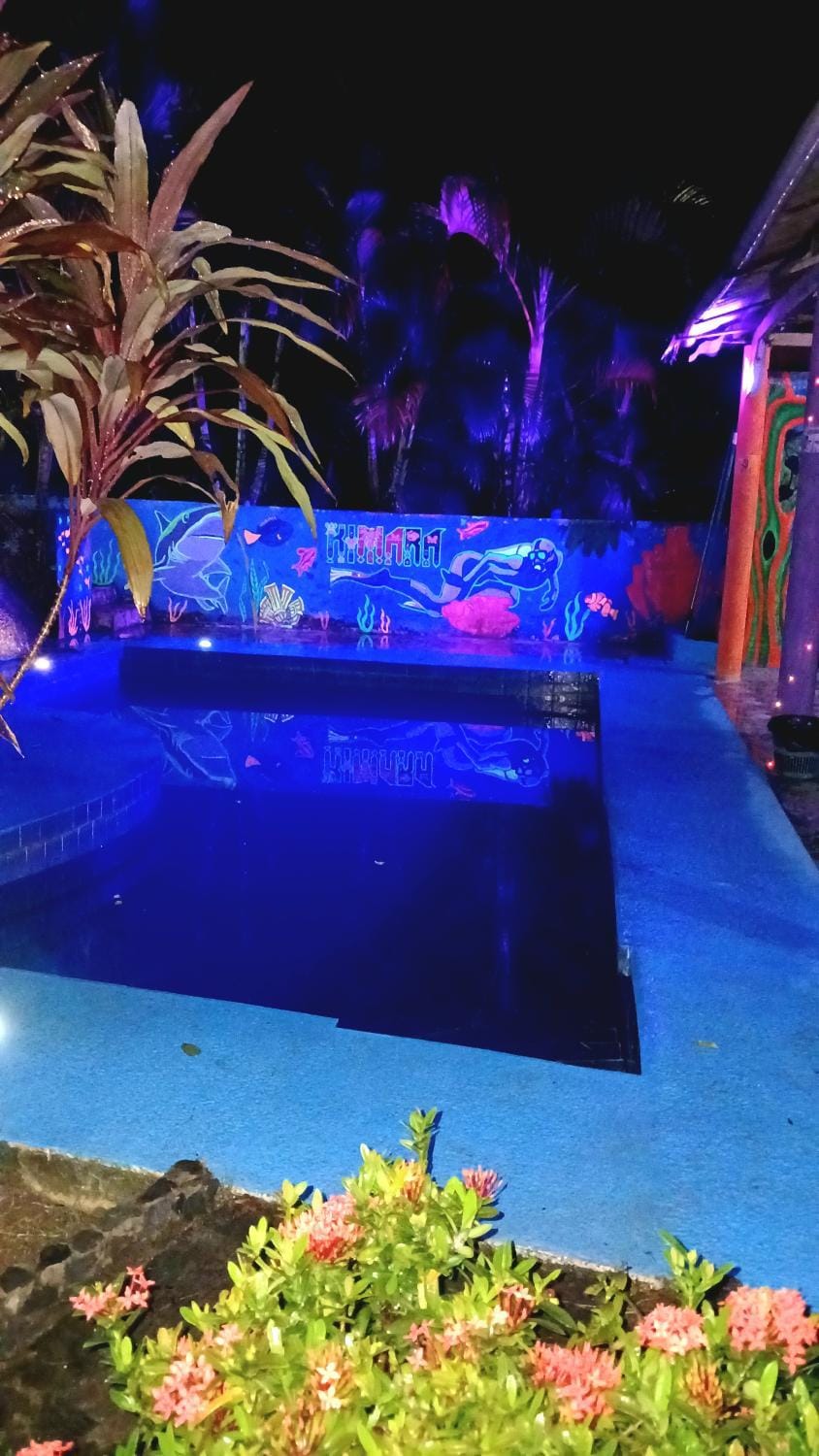 Night, Garden, Garden view, Pool view, Swimming pool