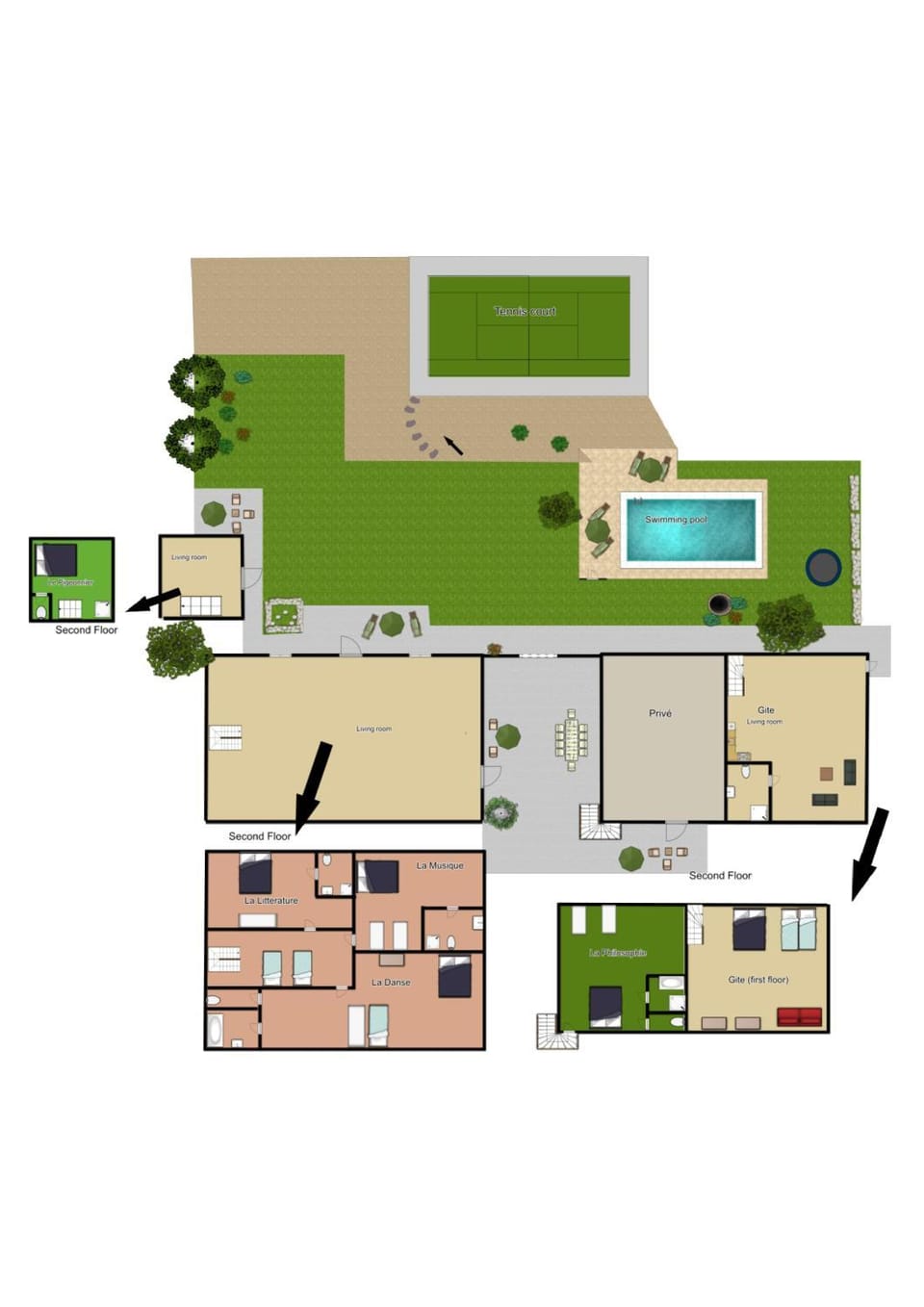 Bird's eye view, Floor plan