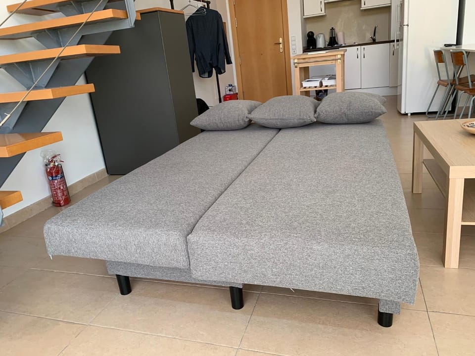 Bed, Living room, Seating area