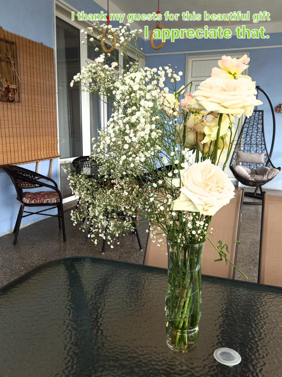 Balcony/Terrace, Text overlay