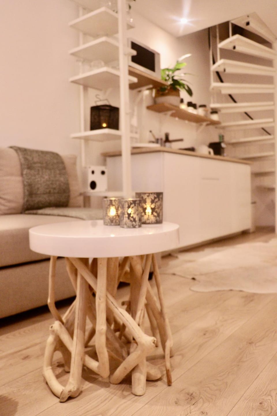 Kitchen or kitchenette, Living room, Seating area