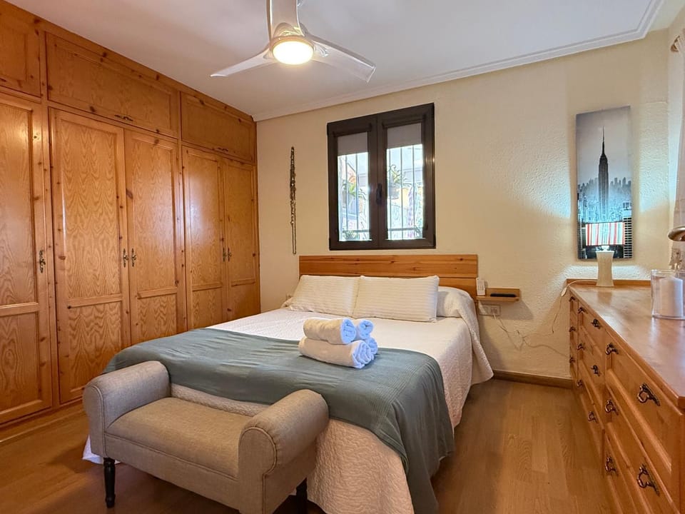 Bed, Photo of the whole room, Bedroom, towels, wardrobe