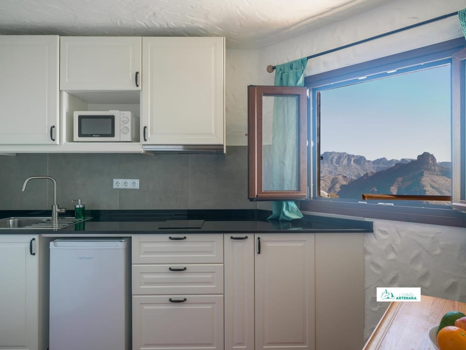 Kitchen or kitchenette, Mountain view, microwave, stove