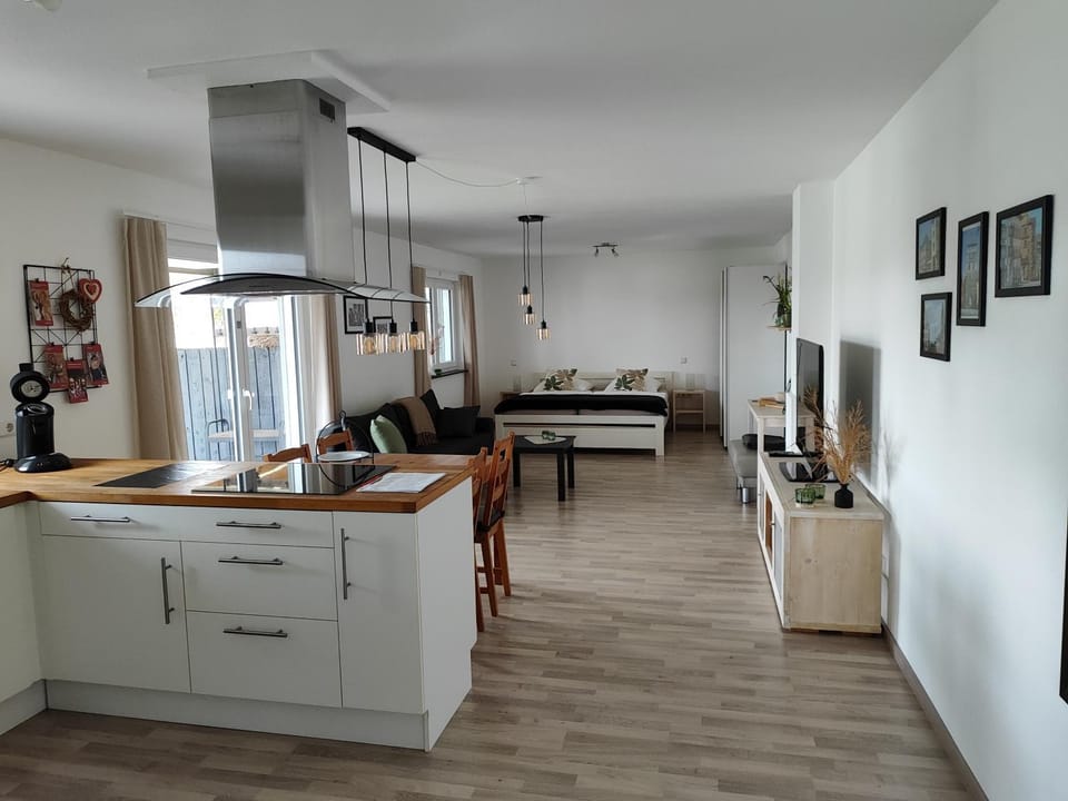 Kitchen or kitchenette, Seating area, Dining area, Bedroom