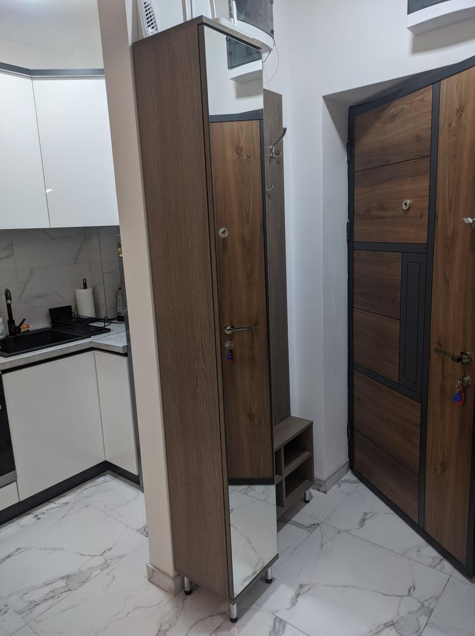 Kitchen or kitchenette, oven, wardrobe