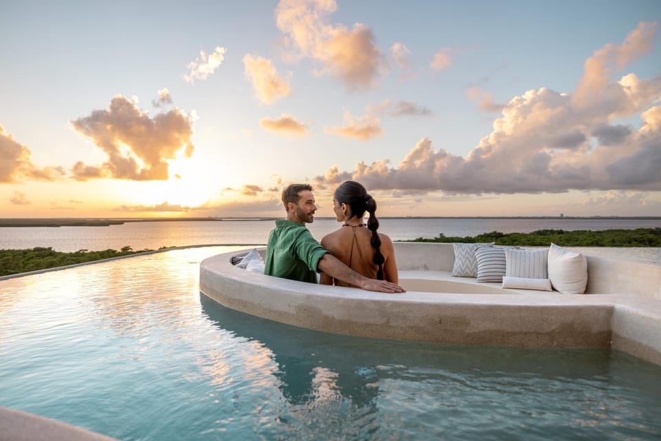 People, Lake view, Swimming pool, Sunset