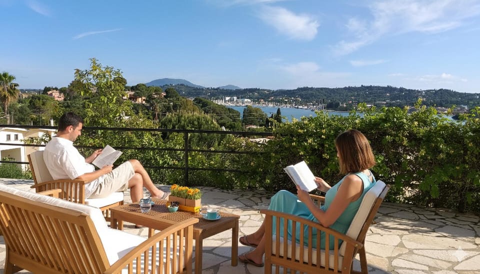 Patio, Day, People, Natural landscape, View (from property/room), Balcony/Terrace, Guests, Mountain view, River view, Sea view, group of guests