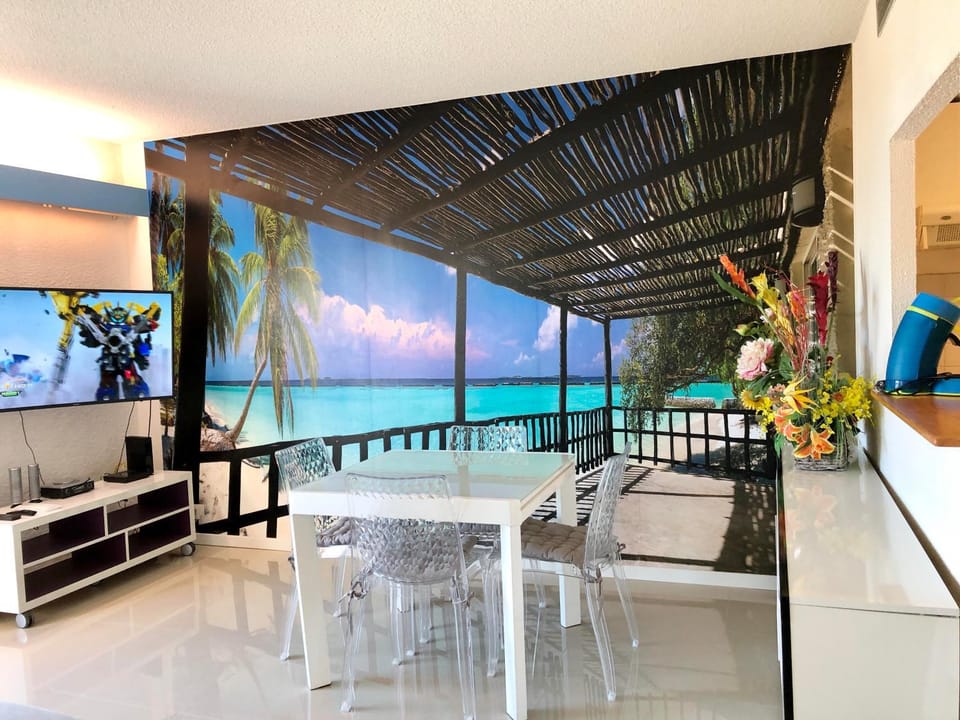 Living room, Pool view, Sea view