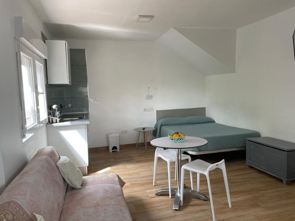 Bed, Kitchen or kitchenette, Living room, Photo of the whole room, Seating area, Dining area, Bedroom