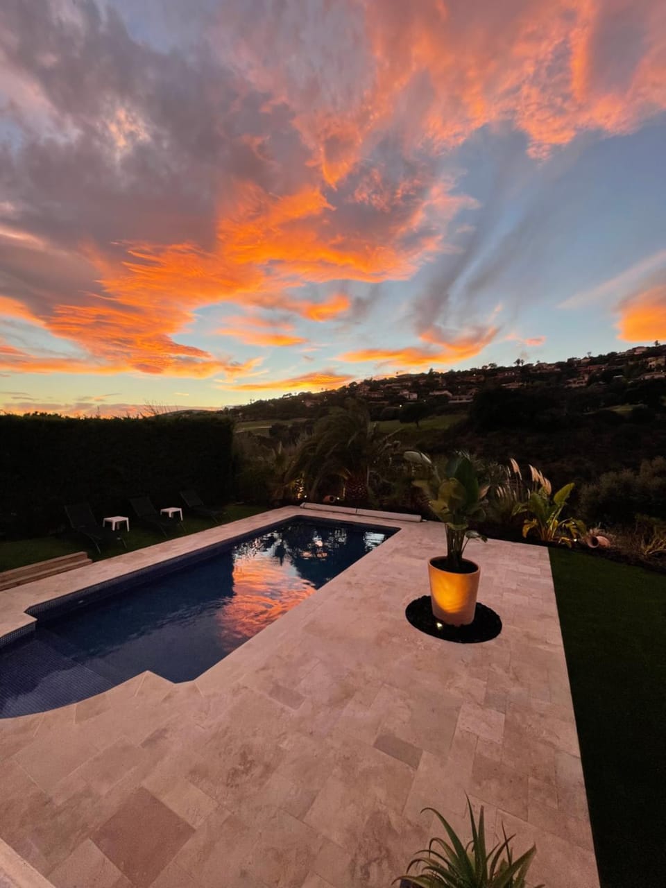 Natural landscape, Pool view, Sunset