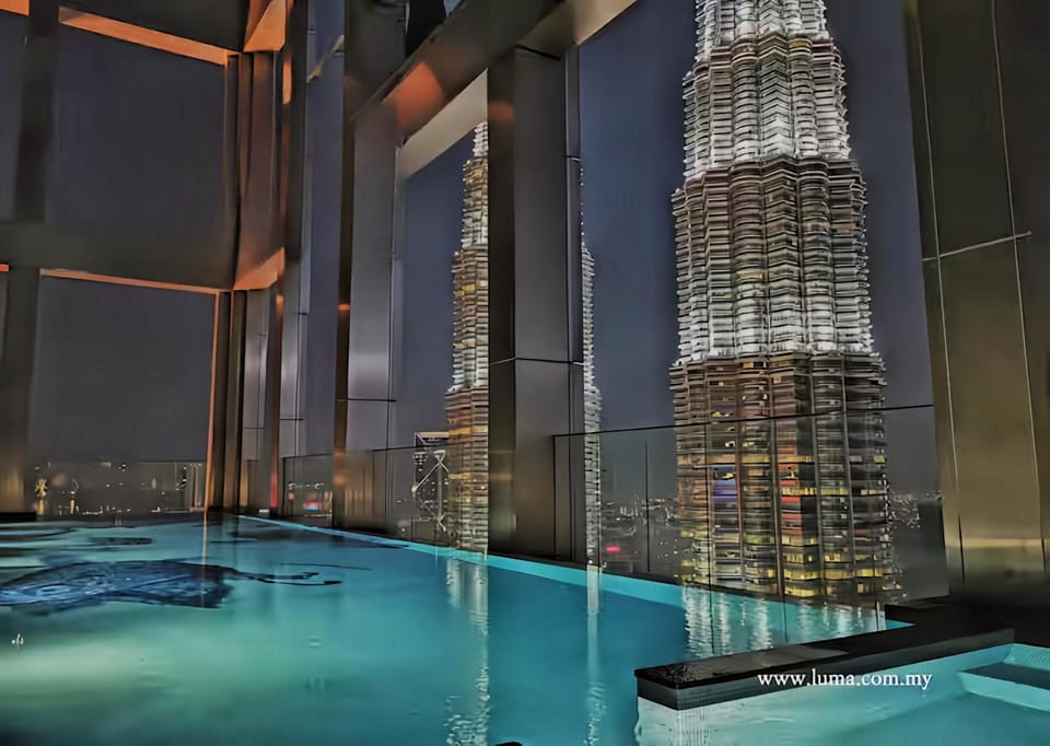 Night, Pool view, Swimming pool, Swimming pool