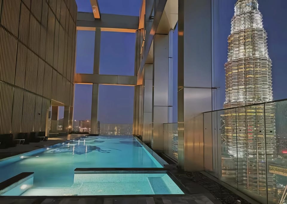 Night, Pool view, Swimming pool, Swimming pool
