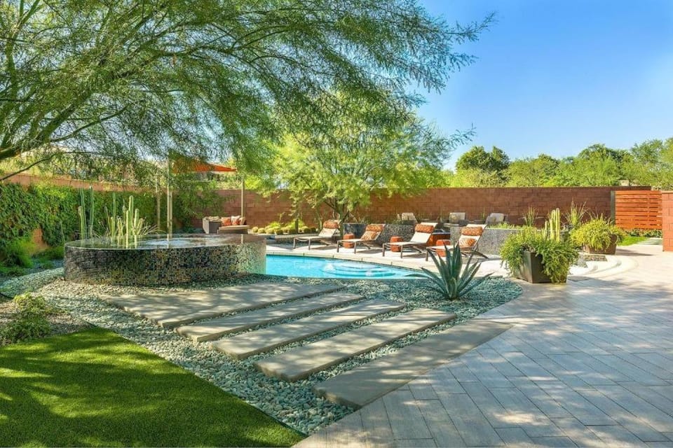 Patio, Day, Natural landscape, Pool view