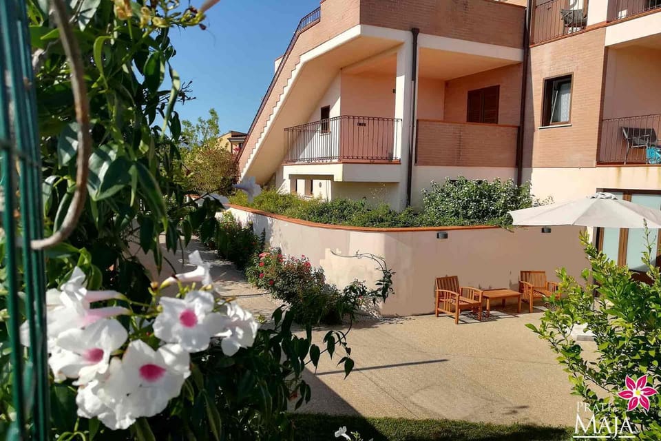 Property building, Patio, Day, Garden, View (from property/room), Balcony/Terrace, Garden view