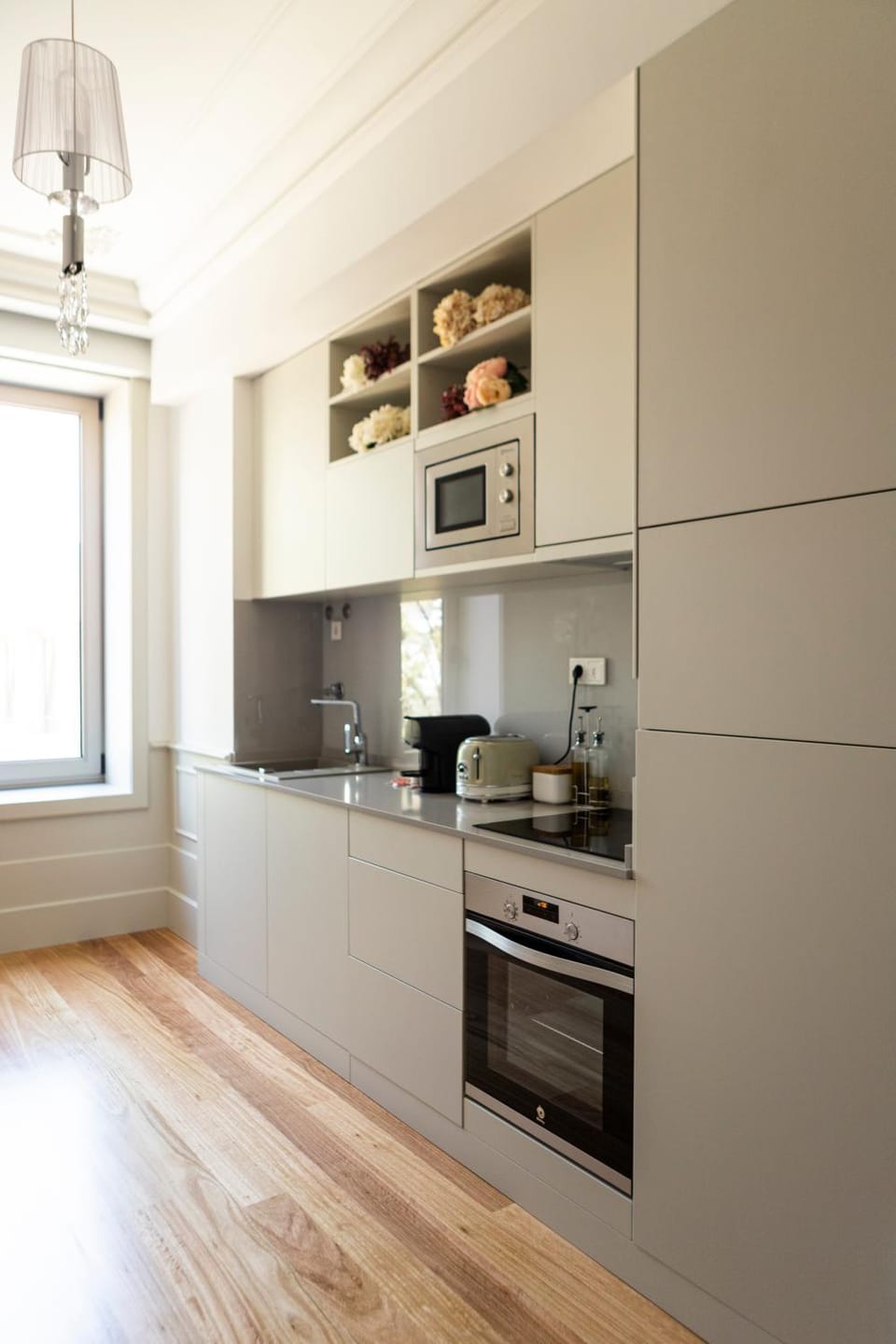 Kitchen or kitchenette, oven, stove, toaster