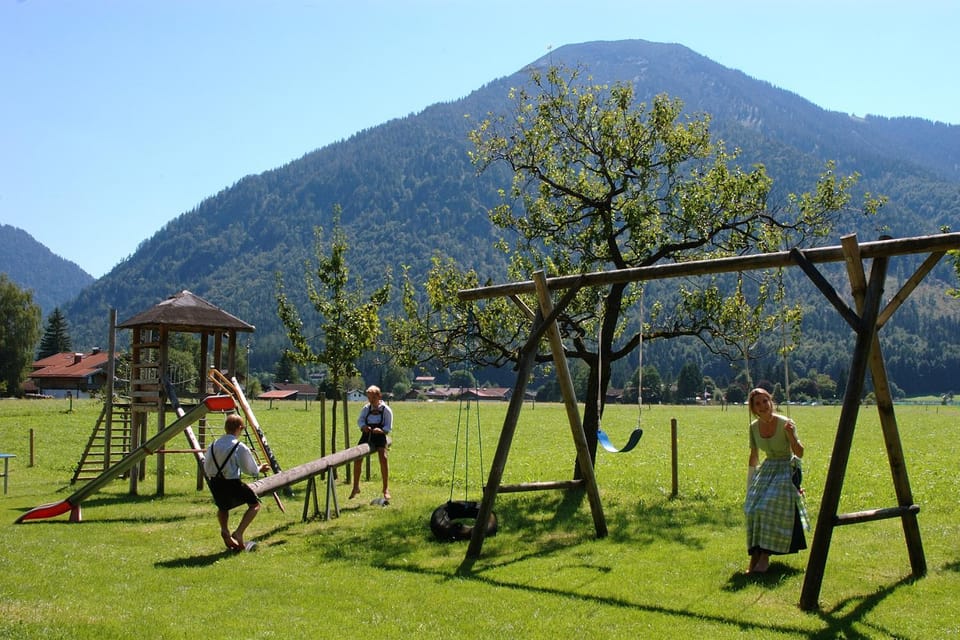 Spring, Day, People, Natural landscape, Children play ground, Mountain view, children, group of guests