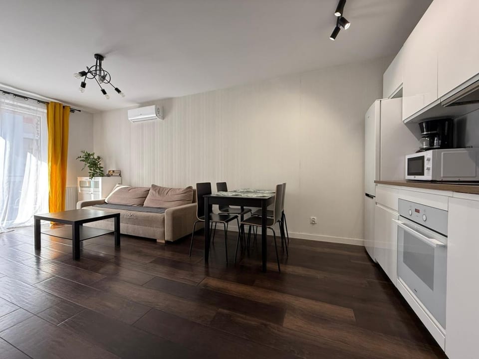 Kitchen or kitchenette, Living room, Seating area, Dining area, oven, stove
