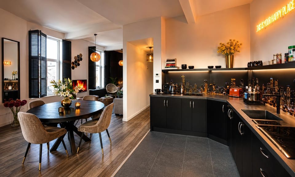 Black and Gold Loft at Theatersquare Apartment in Antwerp