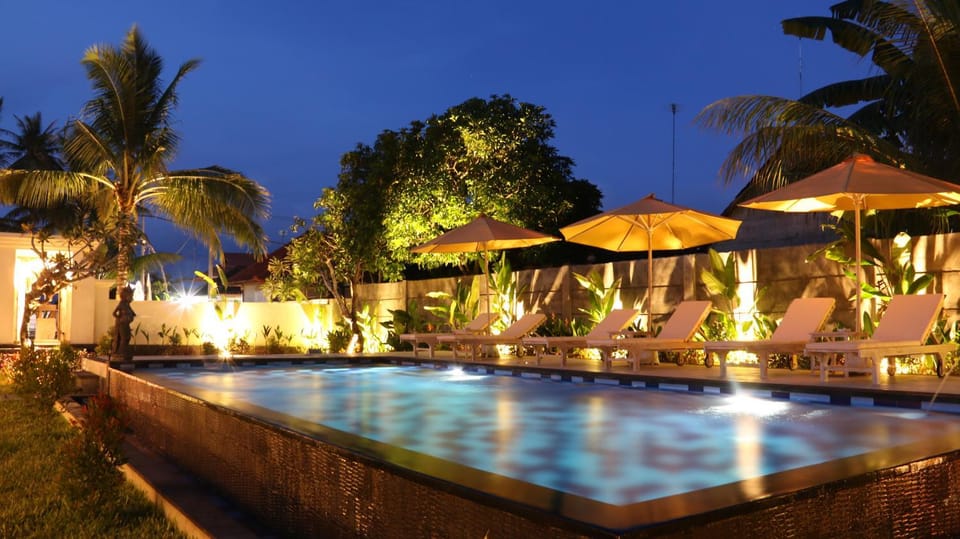 Night, Pool view, Swimming pool