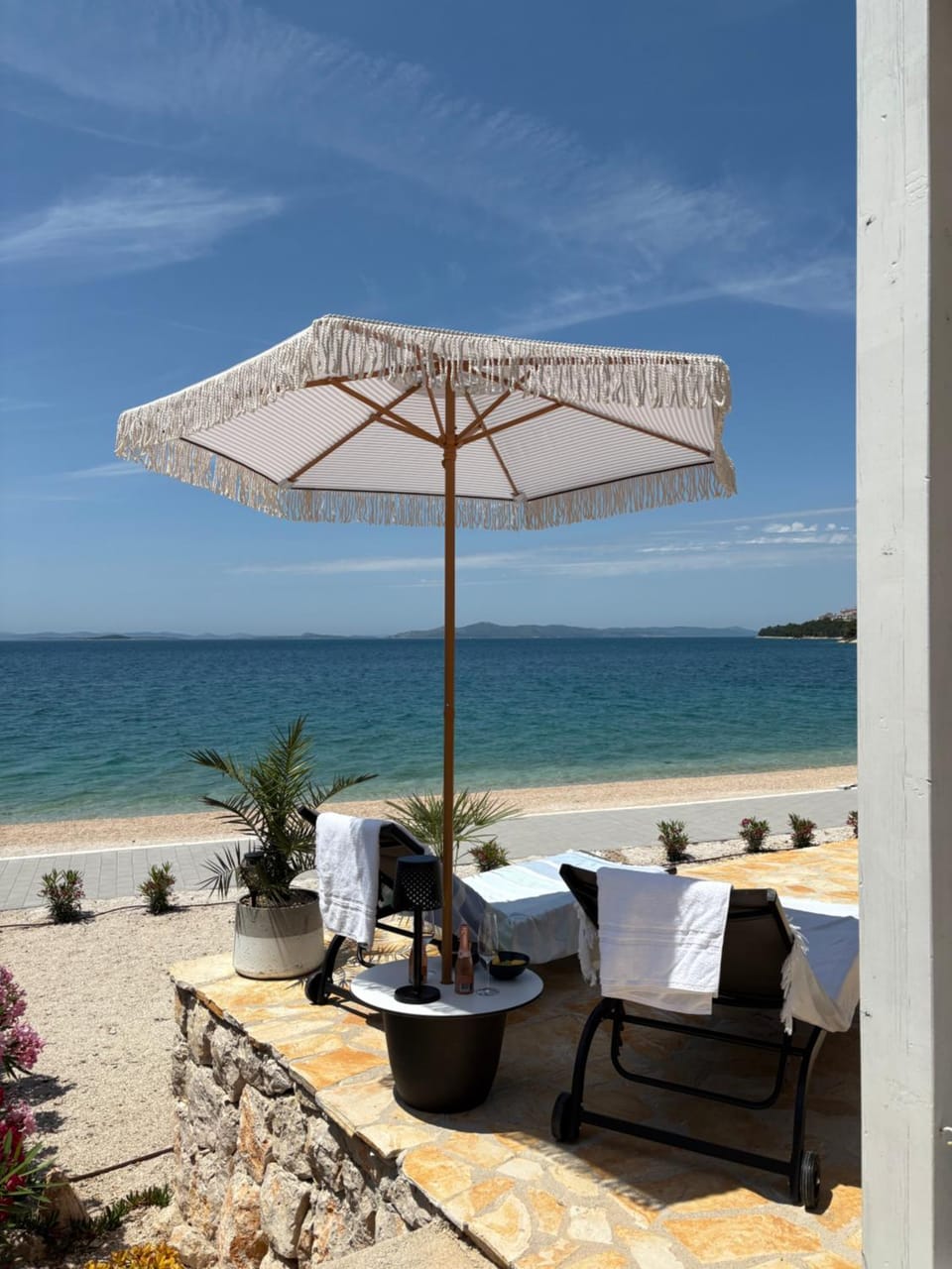Beach, Sea view, sunbed