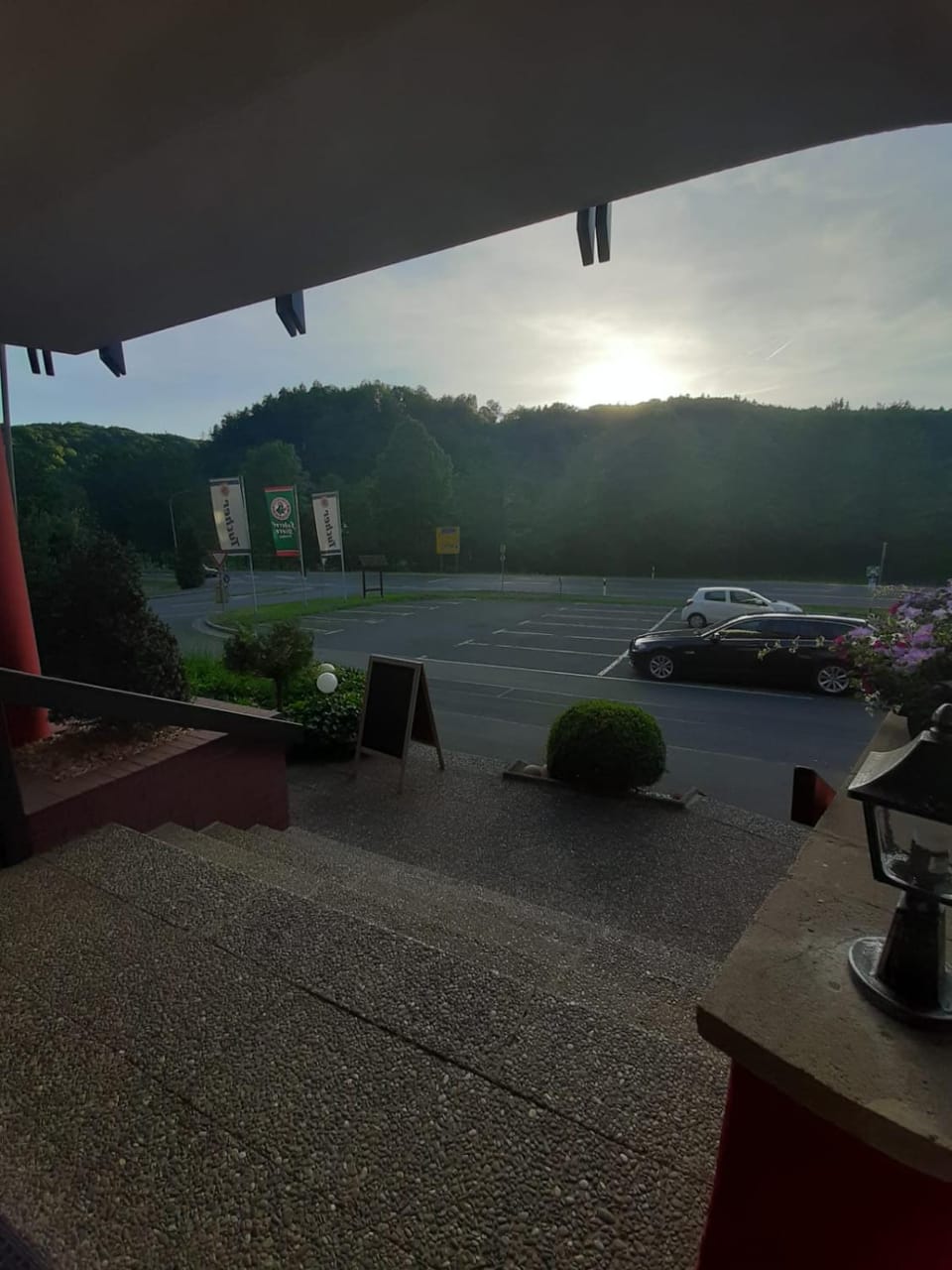 Facade/entrance, Summer, On site, Street view, Sunset, Parking