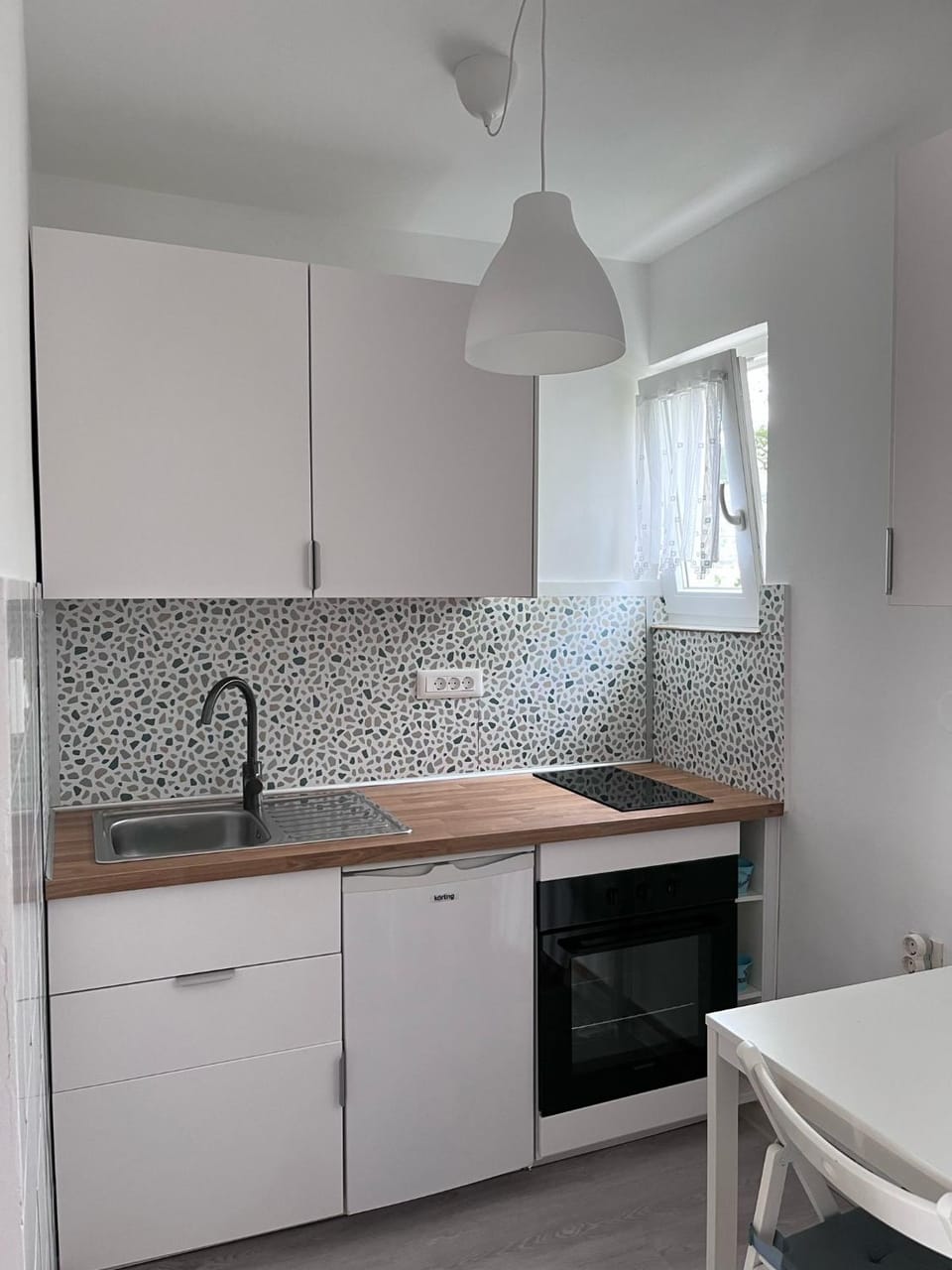 Kitchen or kitchenette, stove
