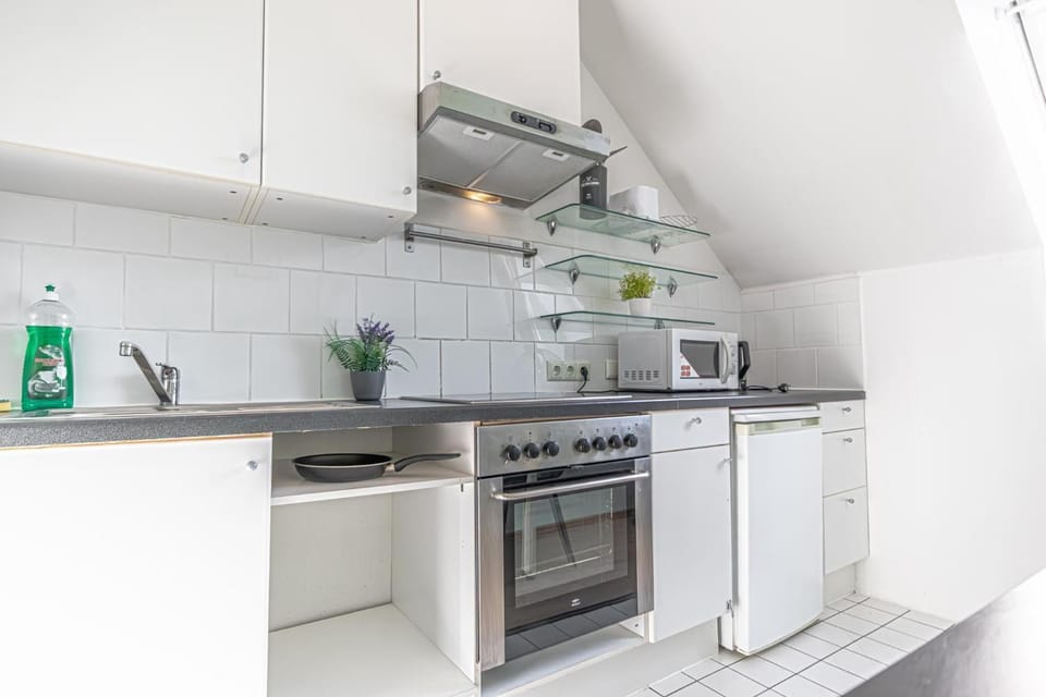 Kitchen or kitchenette, oven, stove