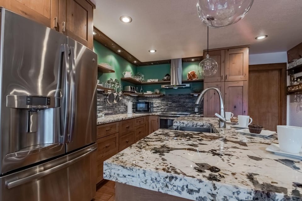 Kitchen or kitchenette, microwave, oven, stove, kitchen
