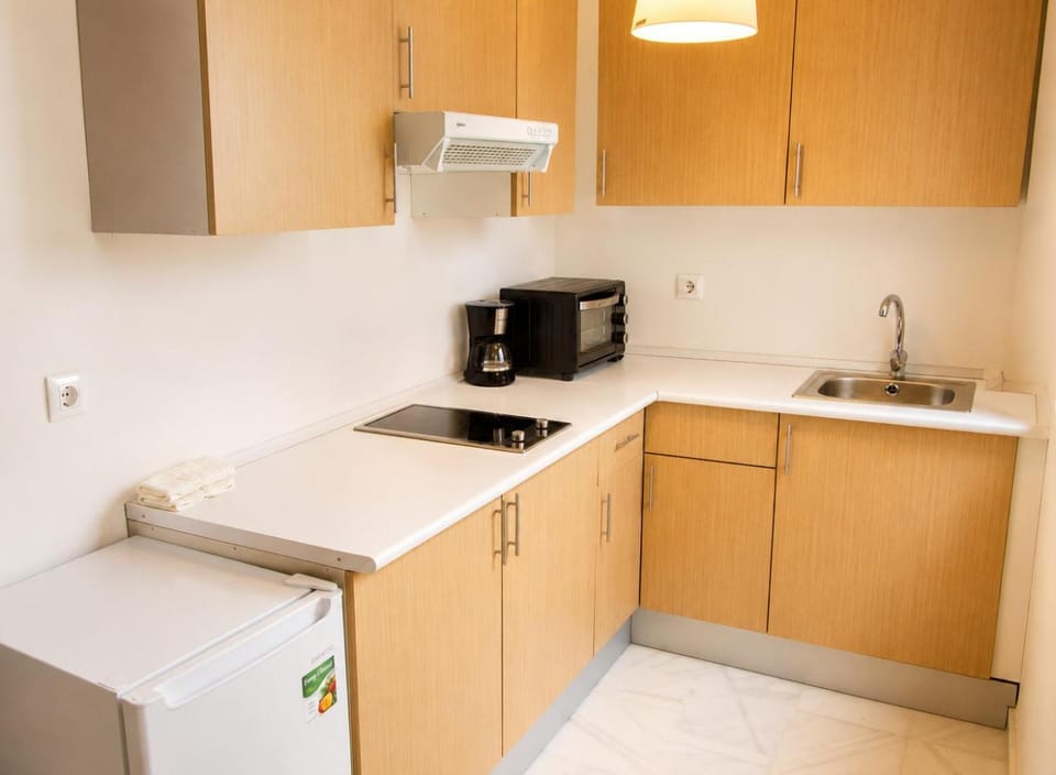 Kitchen or kitchenette, minibar, stove, toaster