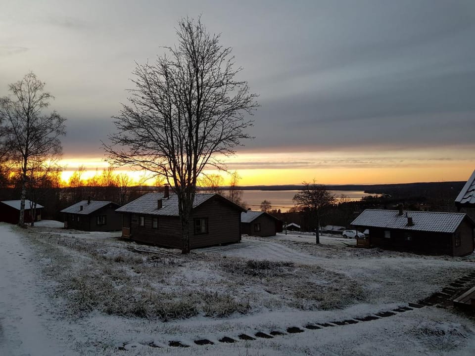 Winter, Lake view, Sunset