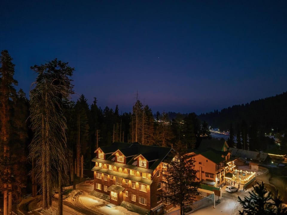 Property building, Night, Natural landscape, Mountain view
