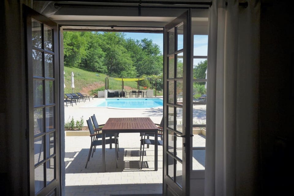 Garden, Living room, Pool view