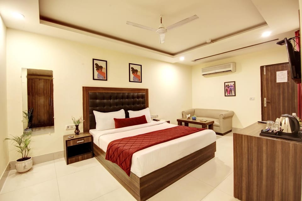 Bed, Coffee/tea facilities, Kitchen or kitchenette, Photo of the whole room, Bedroom, fireplace, air conditioner