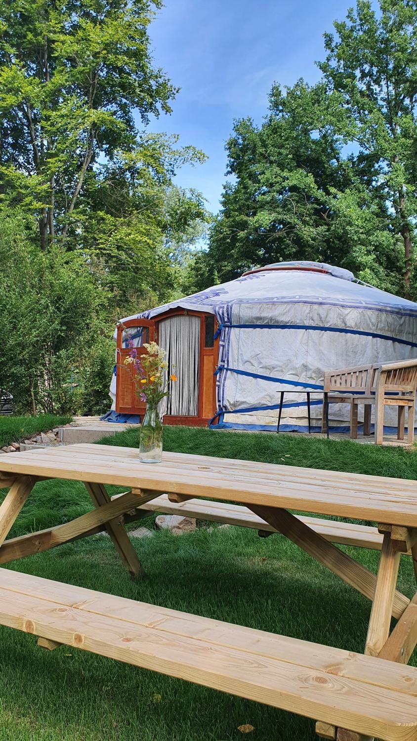 Arkeo - Luxury tents and cabins at the river Cabin in Wallonia, Belgium