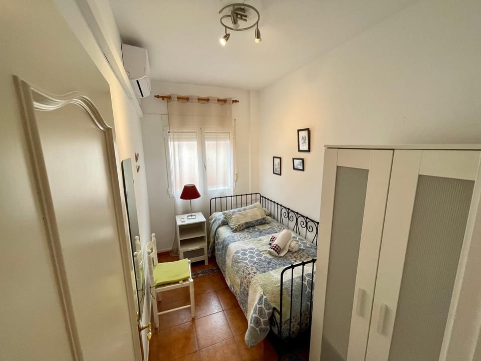 Bed, Bedroom, Text overlay, air conditioner