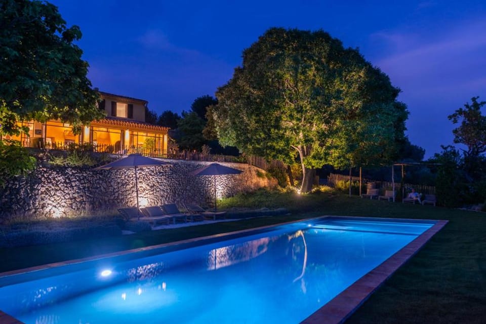 Night, Pool view, Swimming pool