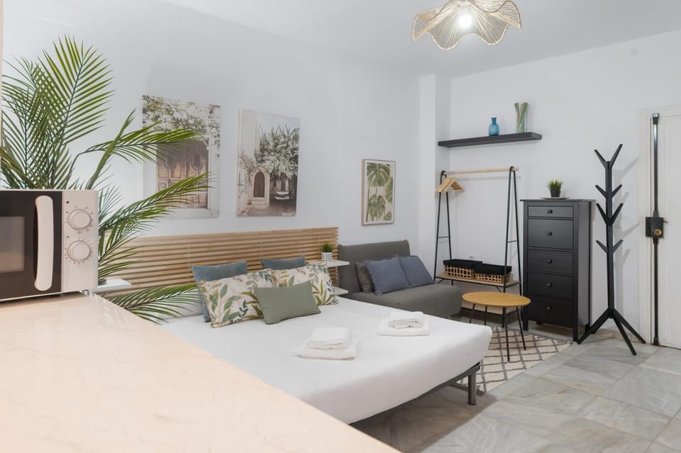 Bed, Kitchen or kitchenette, Living room