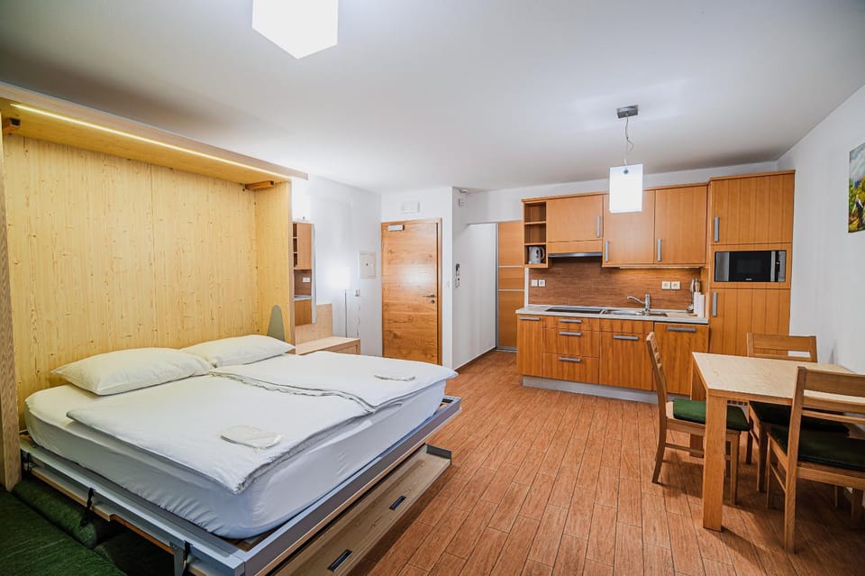 Bed, Kitchen or kitchenette, Living room, Photo of the whole room, Seating area, Dining area, stove
