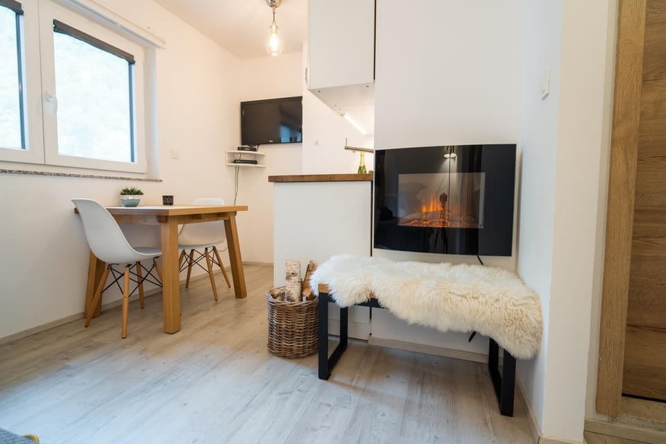 Dining area, fireplace