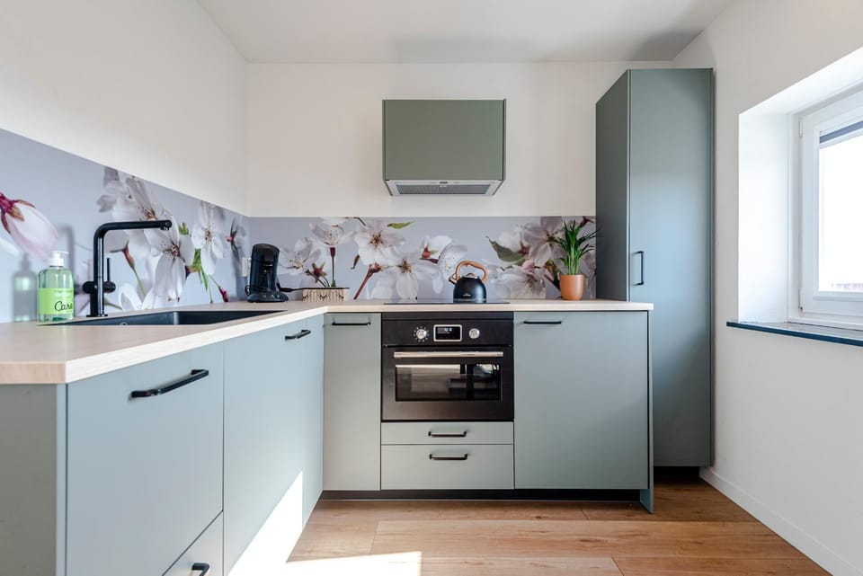 Kitchen or kitchenette, oven, stove
