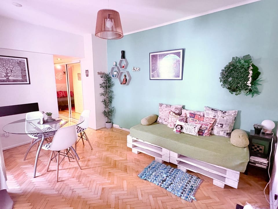 Bed, Living room, Seating area, Dining area