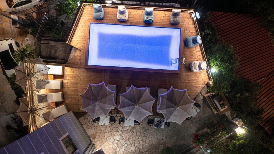 Property building, Night, Swimming pool