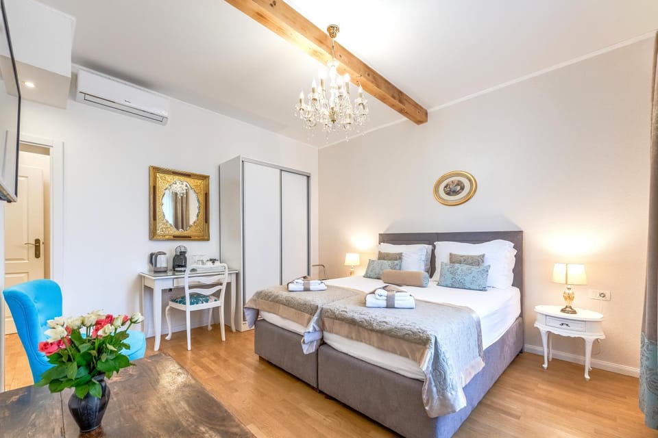 Bed, wardrobe, air conditioner