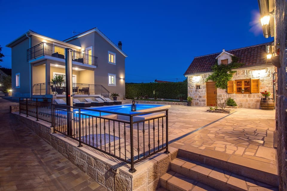 Property building, Night, Pool view, Swimming pool
