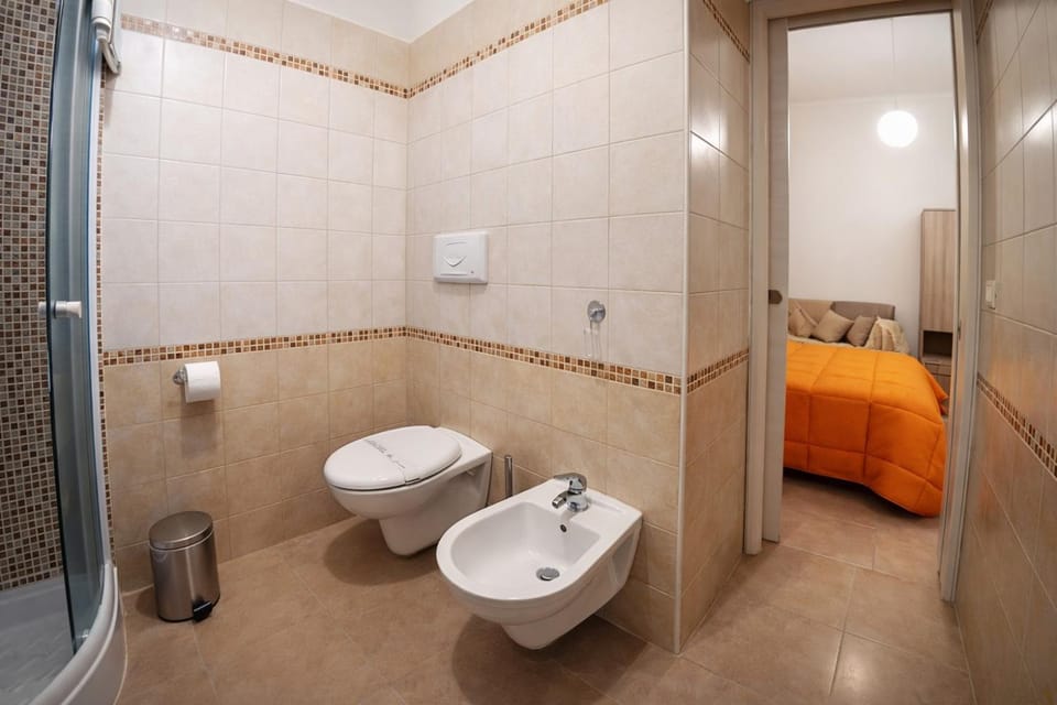 Shower, Toilet, Bathroom, bidet, hair dryier, towels