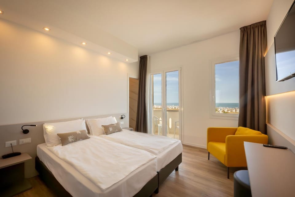 Bed, Sea view