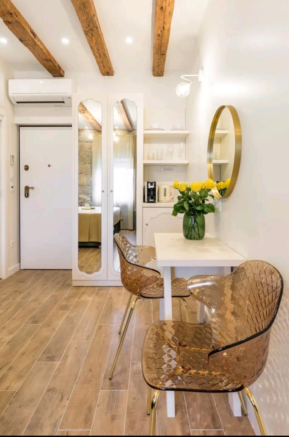 Seating area, oven, air conditioner