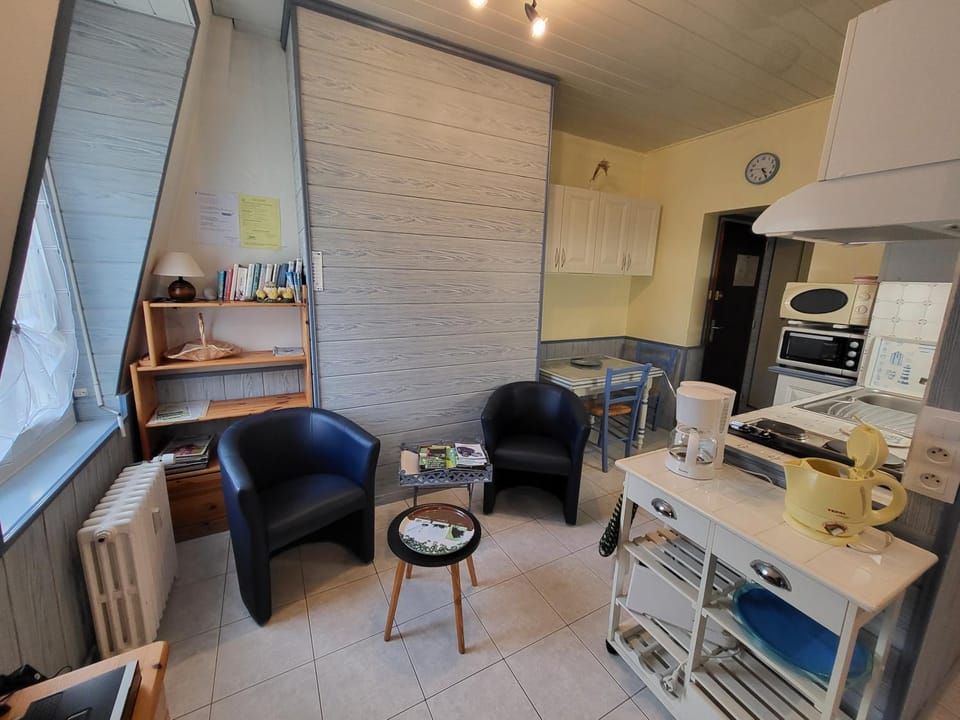 Kitchen or kitchenette, Seating area, Dining area, oven, stove, toaster