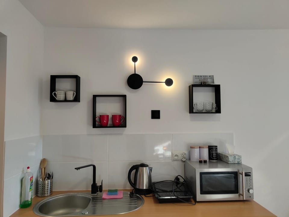Coffee/tea facilities, Kitchen or kitchenette, stove